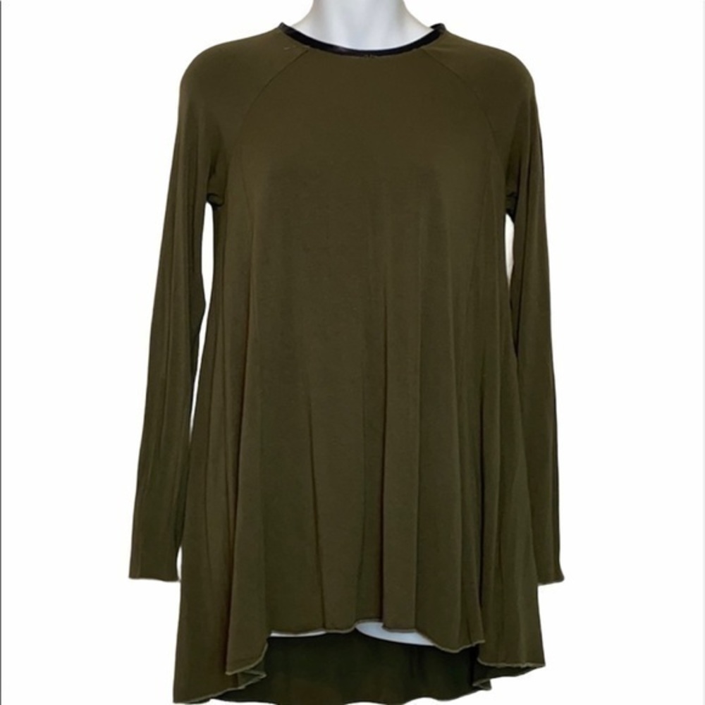 Philosophy Green Long Sleeve, A-Line Top